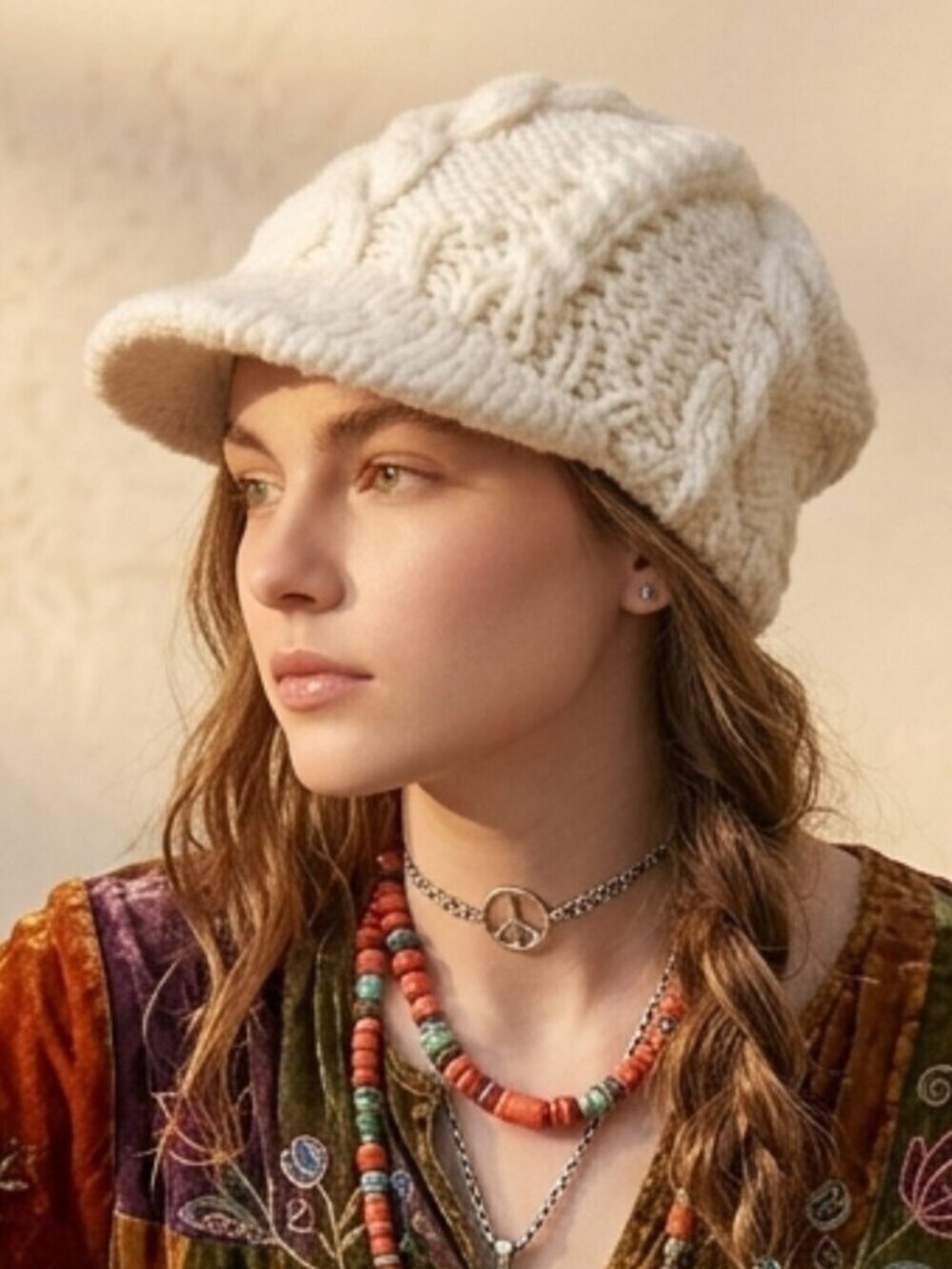 Bula Brimmed Cable Knit Beanie Hat